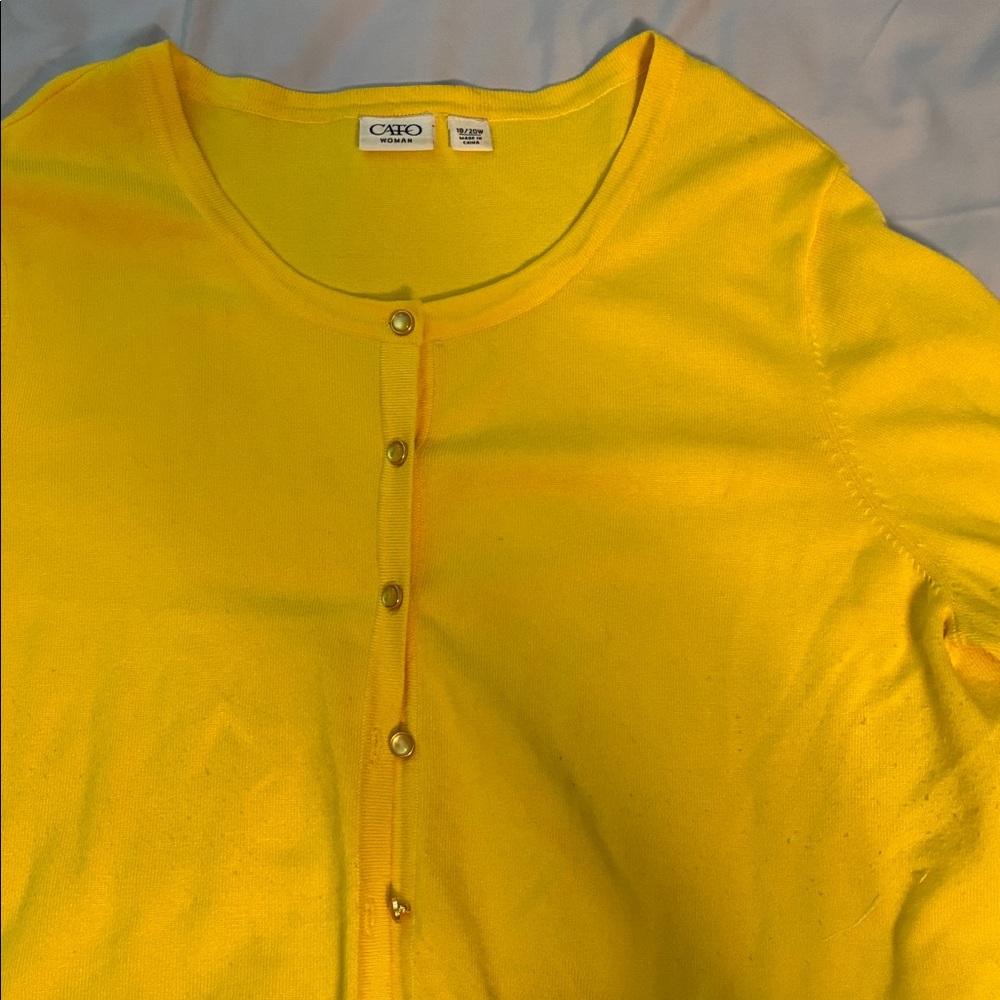 Cato Vibrant Yellow Button-Up Cardigan